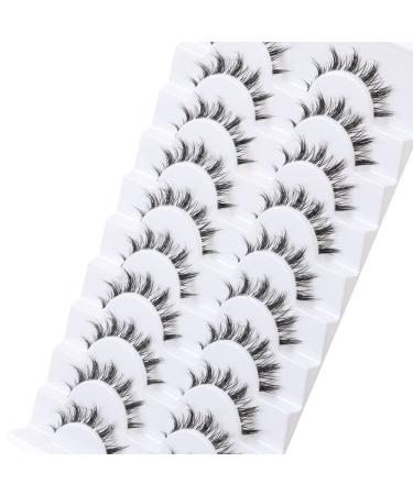 Manga Lashes: Natural Look 3D False Eyelashes Clear Band Wispy Fake Lashes 10 Pairs - Japanese & Korean Cosplay Faux Mink - Buy Online on GoSupps.com