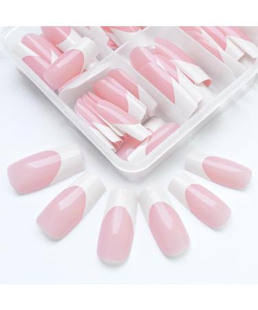 LoveOurHome 120pc French Tip Press on Nails - Long White Square Acrylic False Nails with Glue Adhesive Tabs for Women & Girls - Buy Online on GoSupps.com