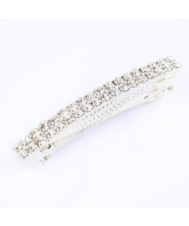 AAHB Hair Accessory Patent Clip Hair Crab Rhinestone 2 Rows White 11 g