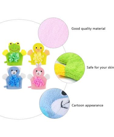 Beavorty 4pcs Kids Bath Towel & Scrubbing Gloves Set - Soft Bath Mitts & Sponge for Toddlers - Dual Purpose Shower Accessories - Buy Online on GoSupps.com