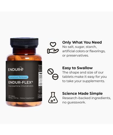 ENDUR-FLEX Glucosamine Chondroitin Joint Support Supplement For Helping Preserve Your Active Mobility Gluten Free 500mg/200mg (200 Tablets) - Buy Online on GoSupps.com