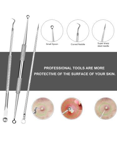 Fluco 8pcs Blackhead Remover Pimple Popper Tool Kit for Nose & Face - Stainless Steel Blemish & Whitehead Extractor Set - Buy Online on GoSupps.com