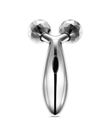 Face Body Roller Massager, 3D Roller Face Massager Y-Shape Face Lift Tool Firming Beauty Massage Body Face Massager (Silver)