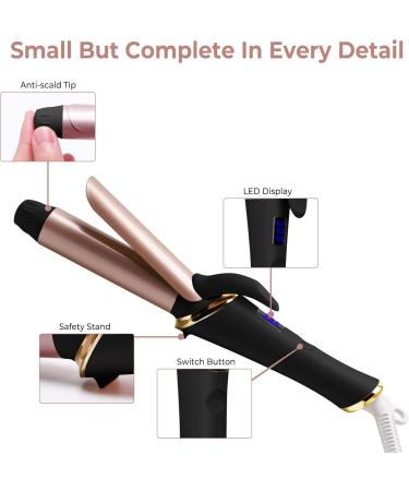 Mini 2-in-1 Travel Curling Iron for Short Hair | Ukliss 25mm with LCD Display | Adjustable Temperatures 120-200 | Dual Voltage 110-240V (Black) - Buy Online on GoSupps.com