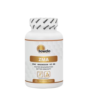 SOWELO ZMA Magnesium + ZINC + Vitamin B6 (120 Tablets) Faster Regeneration DEEP Sleep