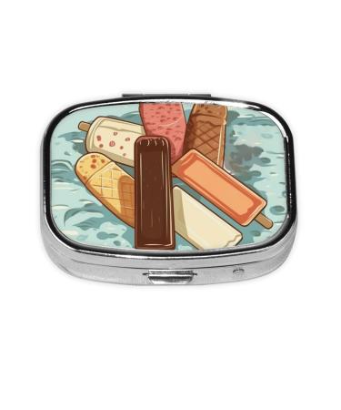 ice Cream bar Printed Square Pill Box Portable Travelling Pill Box Medicine Organiser