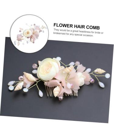 FRCOLOR Bridal Hair Comb French Side Combs Flower Headpiece Hanfu Hair Pin Rhinestone Barrettes for Women Wedding Hair Accessories Alloy Bride Crystal Spun Yarn Pink - Buy Online on GoSupps.com