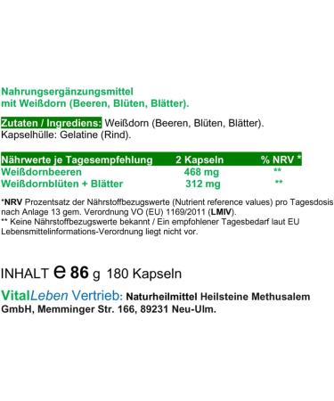 Windendorn Hawthorn Capsules - Pure Cardiovascular Support with Hawthorn Berries Leaves & Flowers - 180 Additive-Free Capsules - Buy Online on GoSupps.com