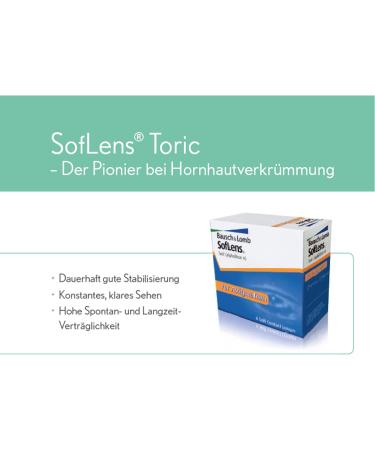 Bausch + Lomb Soflens Daily Toric Contact Lenses - 30 Pack | BC 8.6 mm Dia 14.2 mm -5.0 Dioptria Cyl -0.75 Axis 160 - Soft Daily Wear - Buy Online on GoSupps.com