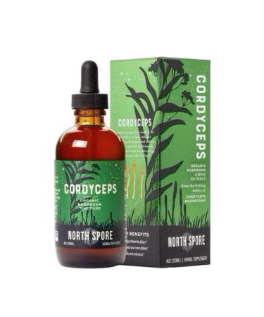 North Spore Organic Cordyceps Mushroom Tincture (4 oz) | 100% Fruiting Body Extracts | Energy, Endurance, and Stamina | Certified Organic, Vegan, Non-GMO | Adaptogenic, Nootropic | Made in USA 4 Fl Oz (Pack of 1)