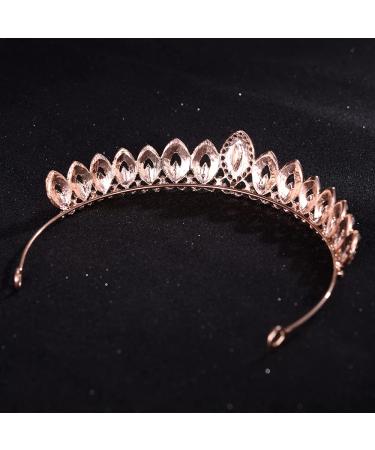 Rose Gold Rhinestone Crystal Tiara Crown for Women - Ideal for Birthday, Pageant, Wedding, or Prom - Buy Online on GoSupps.com