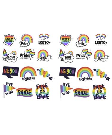 24 Pride Gay LGBTQ+ Flags Cupcake Toppers Edible Wafer Paper Fairy Cake Toppers Birthday Cake Decorations