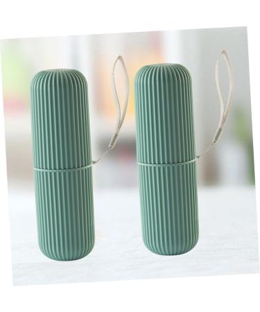 Beaupretty Toothpaste Brush Container - 2 Pieces Travel Tooth Cleaning Organizer in Green 5.5x5.5x19cm | International Shipping Available - Buy Online on GoSupps.com