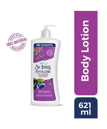St. Ives Revitalizing Body Lotion 621ml - Acai Blueberry & Chia Seed Oil - Nourishing & Hydrating Skincare for All Skin Types - Buy Online on GoSupps.com