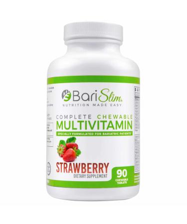 BariSlim Chewable Bariatric Multivitamin - Vitamin and Supplement for Post Bariatric Surgery Including Gastric Bypass and Gastric Sleeve - 45 mg of Iron | Strawberry