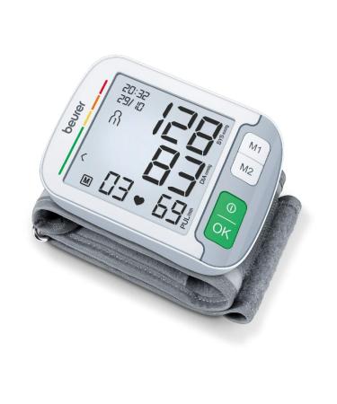 Beurer BC 51 wrist blood pressure monitor clinically validated positioning display XL display colored risk indicator arrhythmia detection 2 x 120 storage places
