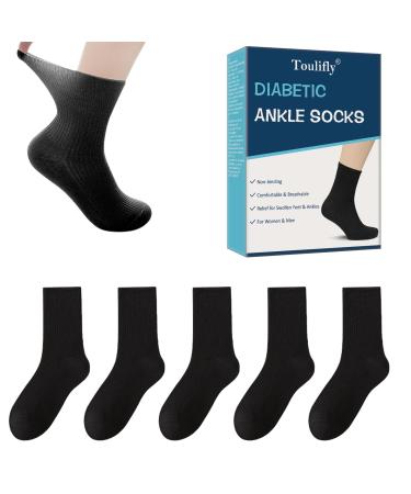 Diabetic Ankle Socks for Men & Women-Wide Non Binding Socks Quarter Length Socks for Women & Men (4PAIRSBLACK)