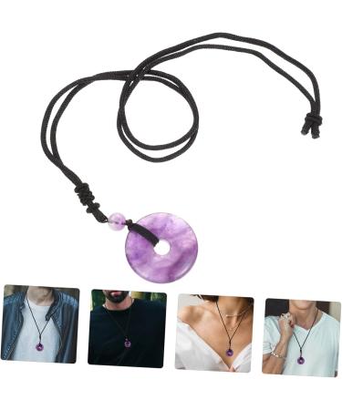 Minkissy Healing Crystal Necklace with Safety Buckle - Amethyst & Cotton Thread Jewelry for Men & Women - International Shipping Available - Buy Online on GoSupps.com