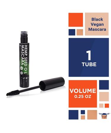 EZGOODZ Black Vegan Mascara - Waterproof Cruelty-Free Formula with Hemp Oil and Vitamin E for Longer Lashes - Buy Online on GoSupps.com
