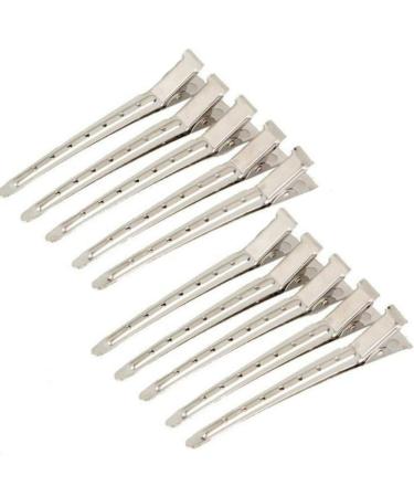 Super glock hair clips women hair clips hairdresser clips hairpise silver steel hair clips metal crocodile clips hair clips hairdresser requirement hair clips with holes (10 pieces) 10 pieces (1 Pack)