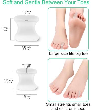 PGRODE Bunion Toe Spacers with 2 Sizes for Women Men Toe Pain Relief oft Silicone Toe Spacer for Crooked Toes Hammertoe Corrector 6L+ 6S - Pack Of 12 - Buy Online on GoSupps.com