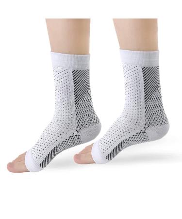 Plantar Fasciitis Compression Socks - Foot & Ankle Brace Socks for Plantar Fasciitis Relief Arch Support & Heel Pain Relief Ankle Socks for Everyday Use & Sports White Extra Large Extra Large White