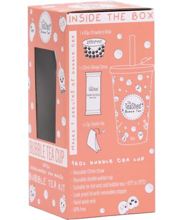 Bubble Tea Cup & Straw Gift Set with Mango Syrup, Strawberry Popping Boba & Tea Bag | 1 Serving | The TeaShed - Buy Online on GoSupps.com