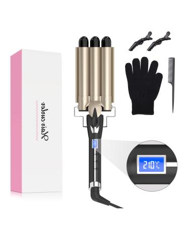 Waves 3 barrels of curling rod Small waves 22mm Aimervo Waver 14 temperature levels 80-210 for long/short thickness/thin hair curler with clamp ceramic coating heat glove 2 hair clip