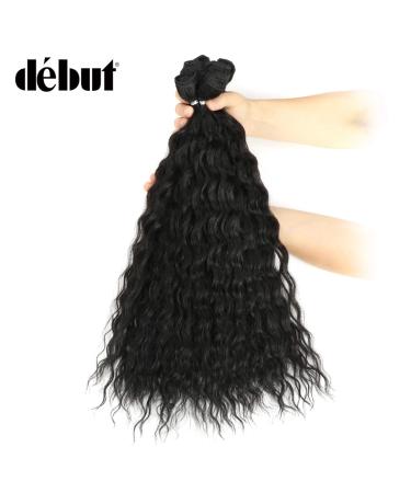 Water Wave Synthetic Hair Bundles with Simple Closure & Frontal Swiss Lace 9pcs - 20 inch 240g High Temp Fiber - 1B - Buy Online on GoSupps.com