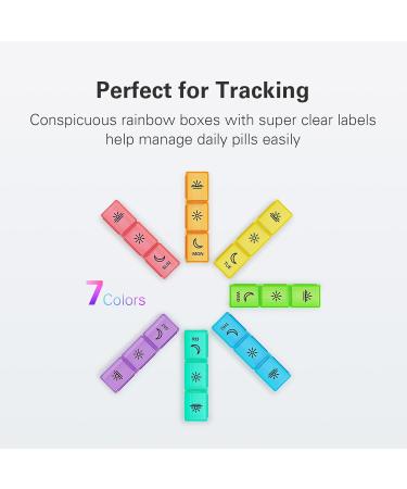 BUG HULL Large Weekly Pill Organizer - 3 Times a Day Medicine Box for Vitamins & Supplements - 7 Day Pill Case (Black Rainbow - Buy Online on GoSupps.com