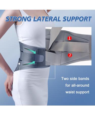 Bigalex Back Band for Men & Women - Lumbar Support Belt for Lower Back Pain Relief Easy Attachment Metal Struts - Size M (73.7 - 88.9 cm) - Gray - Buy Online on GoSupps.com