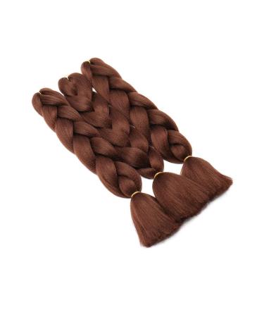 SEGO 24 Reddish Brown Braids Extensions | Crochet Hair Synthetic Kanekalon - 3 PCS Colorful Braiding Hair - Buy Online on GoSupps.com