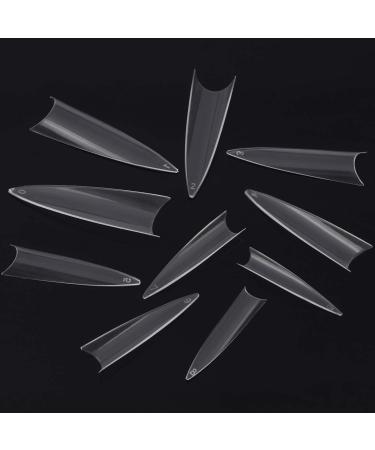 600Pcs Stiletto Nail Tips - Long False Nails Clear Acrylic Half Cover False Nail Tips - Buy Online on GoSupps.com