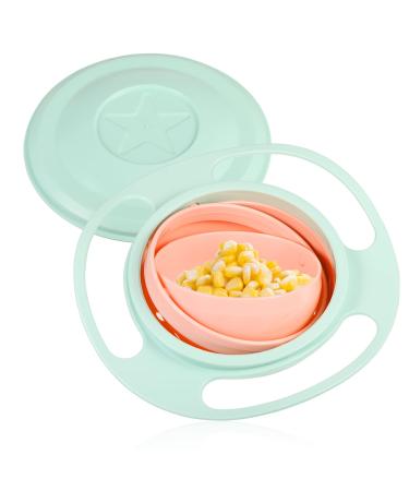 Universal Gyro Bowl Anti Spill Dining Entertaining Toddler Magic Bowls Non Spill Feeding Toddler Gyro Bowl Rotating 360 Degrees Rotation Gyroscopic Smooth Bowl for Kids Toddlers (Light Green)