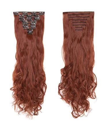 SEGO Clip in Hair Extensions - Wavy Red Brown 24 (61cm) - 8 Wefts - Realistic Hairpiece for Volume & Length - Buy Online on GoSupps.com