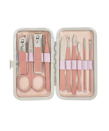 GZSYWZ Nail Clipper Set 10 Pcs Professional Nail Care Tools Stainless Steel With Button Box Pink Portable Manicure Nail Beauty Gift Set Travelling Multifunction