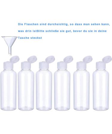 Voarge Travel Bottle Set - 6 Pack 100ml Transparent Plastic Bottles with Funnels for Air Travel & Vacation - Buy Online on GoSupps.com