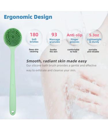 HEDONLEE Silicone Body Scrubber Set - 2 Pack Long Handle Back Scrubber with Hooks for Shower, Bath, Skin Massage, Exfoliation - Buy Online on GoSupps.com
