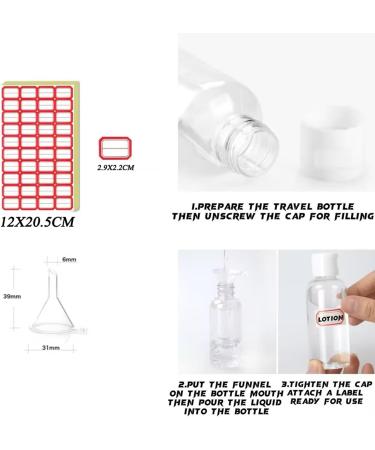 20 Pcs 100ml Plastic Travel Bottles for Toiletries Empty Refillable Transparent Containers Cosmetic Flip Cap Bottles for Toiletries Shampoo Lotions Cosmetics 4pcs Funnels and 2 Sheets Free Labels 06 - Buy Online on GoSupps.com