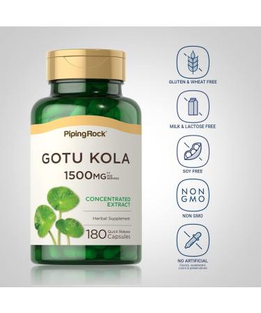 Piping Rock Gotu Kola Capsules | 180 Count | Concentrated Herbal Extract | Non-GMO Gluten Free Supplement - Buy Online on GoSupps.com