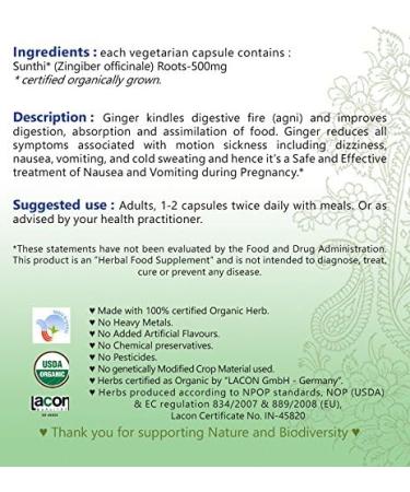 Ginger (SUNTHI) Capsules (USDA Certified Organic) - 108 Vcaps - Buy Online on GoSupps.com