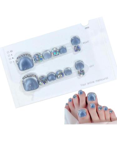Toe Nails Glitter | Glitter Artificial Toenail Glossy Fake Toe Nails Sparkling Cat's Eye Toenail Manicure Art for Women Girls for Summer - Buy Online on GoSupps.com