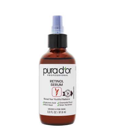 PURA D'OR 3.3 Oz Retinol Serum - Advanced Skin Care Formula - Anti-Aging Wrinkle Reducer for Radiant Skin - Natural Vitamin A & Collagen Booster - Fine Lines Treatment - Travel Size