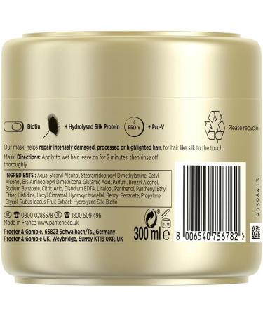 Pantene Pantene Biotin Hair Mask for Damaged Hair Intense Rescue | Helps repair intensely dry and damaged hair | Leaves hair feeling silky smooth | Hydrolyzed Silk Protein | Pro-V Miracles | 300 ml - Buy Online on GoSupps.com