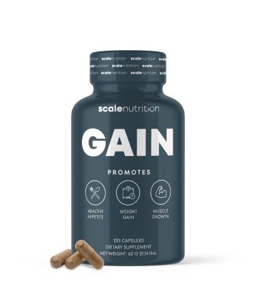Scale Nutrition Gain - Appetite Booster Pills for Adults Natural Appetite Stimulant & Weight Gain Support Supplement with Ginger Extract Blessed Thistle Gentian Root & Creatine 120 Capsules