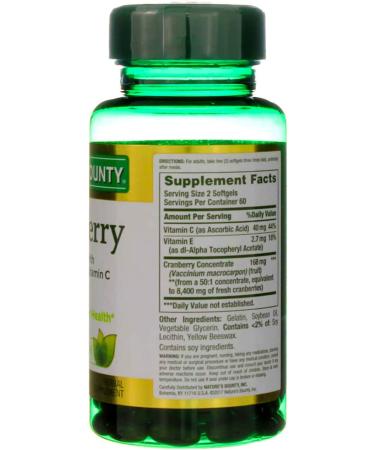 Nature's Bounty Cranberry Fruit 4200mg with Vitamin C - 120 Softgels - Buy Online on GoSupps.com