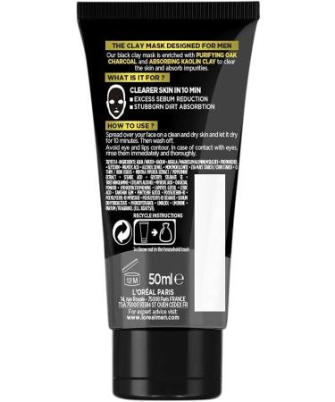 L'Oreal Paris Men Expert Pure Charcoal Purifying Black Clay Face Mask for Men 50ml - Pack of 1 - Buy Online on GoSupps.com