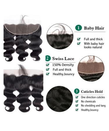 12 Inch 13x4 HD Body Wave Lace Frontal Closure | 150% Density Virgin Remy Human Hair | Natural Black Color with Baby Hair Knots for Upgrade Look - Buy Online on GoSupps.com
