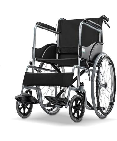 Wheelchair For Outdoor Steel Ultra Light Ergonomic Wheelchair Foldable Self-propelled Wheelchairs Solid Wheel Mobility Scooters Wheel Chair(Black)