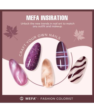 MEFA Gel Nail Polish Set - 12 Colors Including Burgundy Red Champagne Gold Glitter & Dark Purple - Perfect DIY Manicure Gift for Women & Girls - Buy Online on GoSupps.com